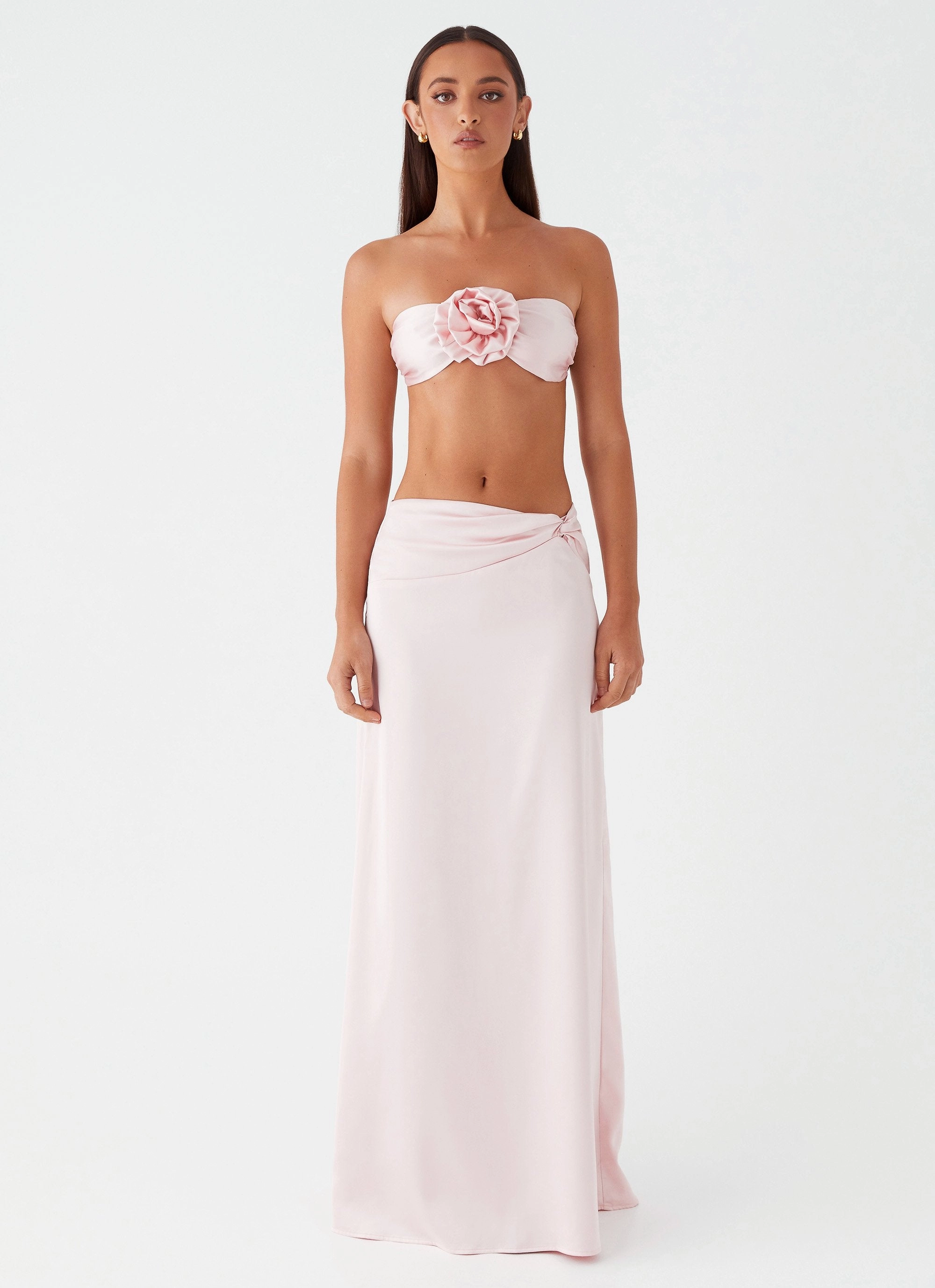 Crescent Light Rose Bandeau Top - Pink Adjustable Collar System MultiPanel Design