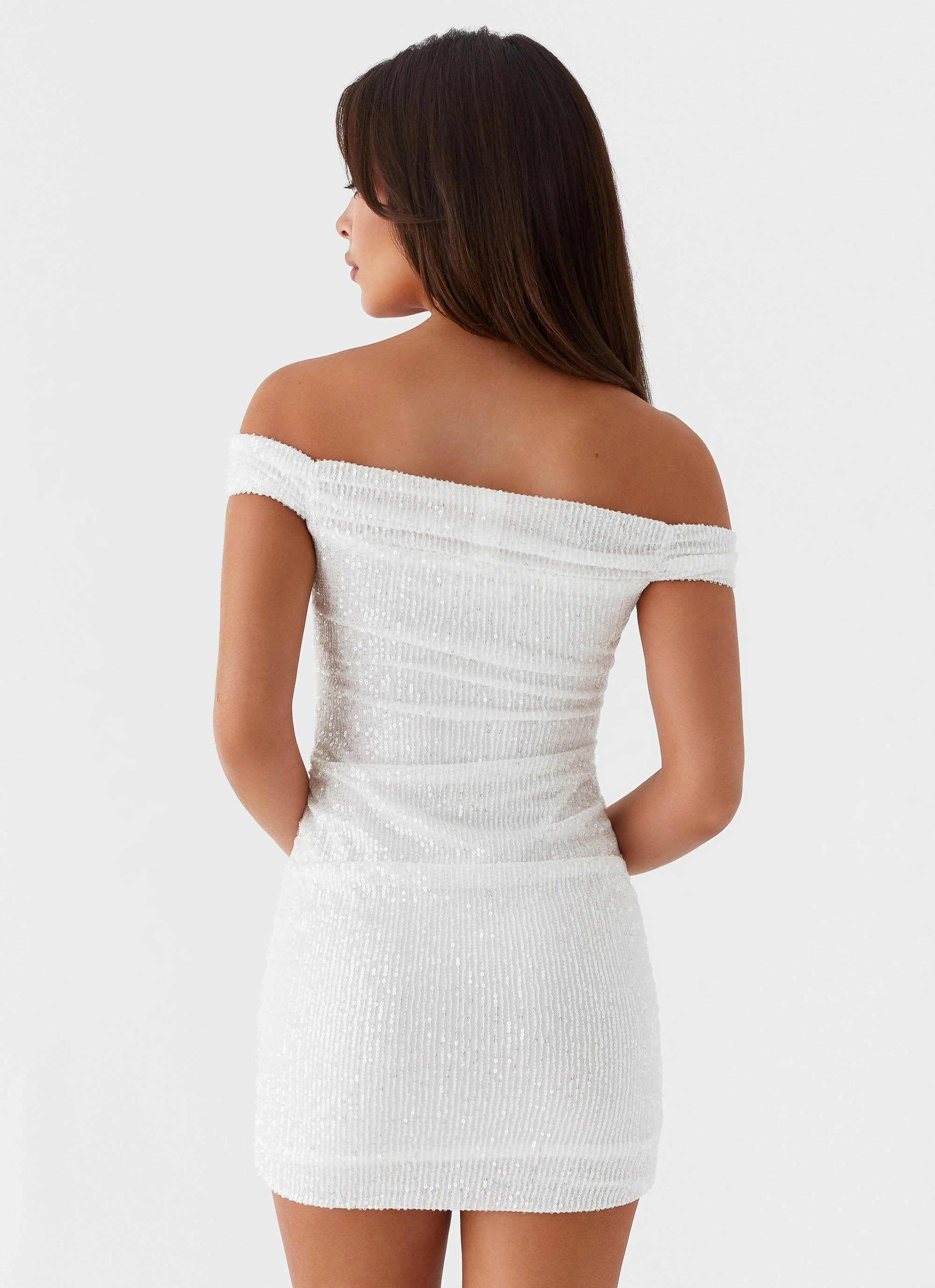 Texture Flow Gentle Shine Luana Sequin Mini Dress - White