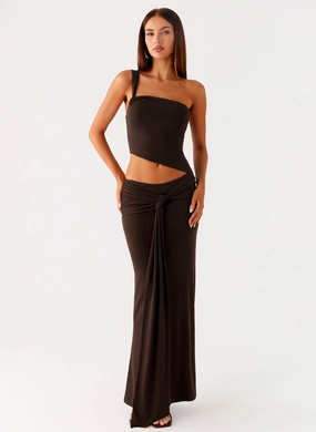 Luara Cut Out Maxi Dress - Chocolate Shine Skin Cozy Wear