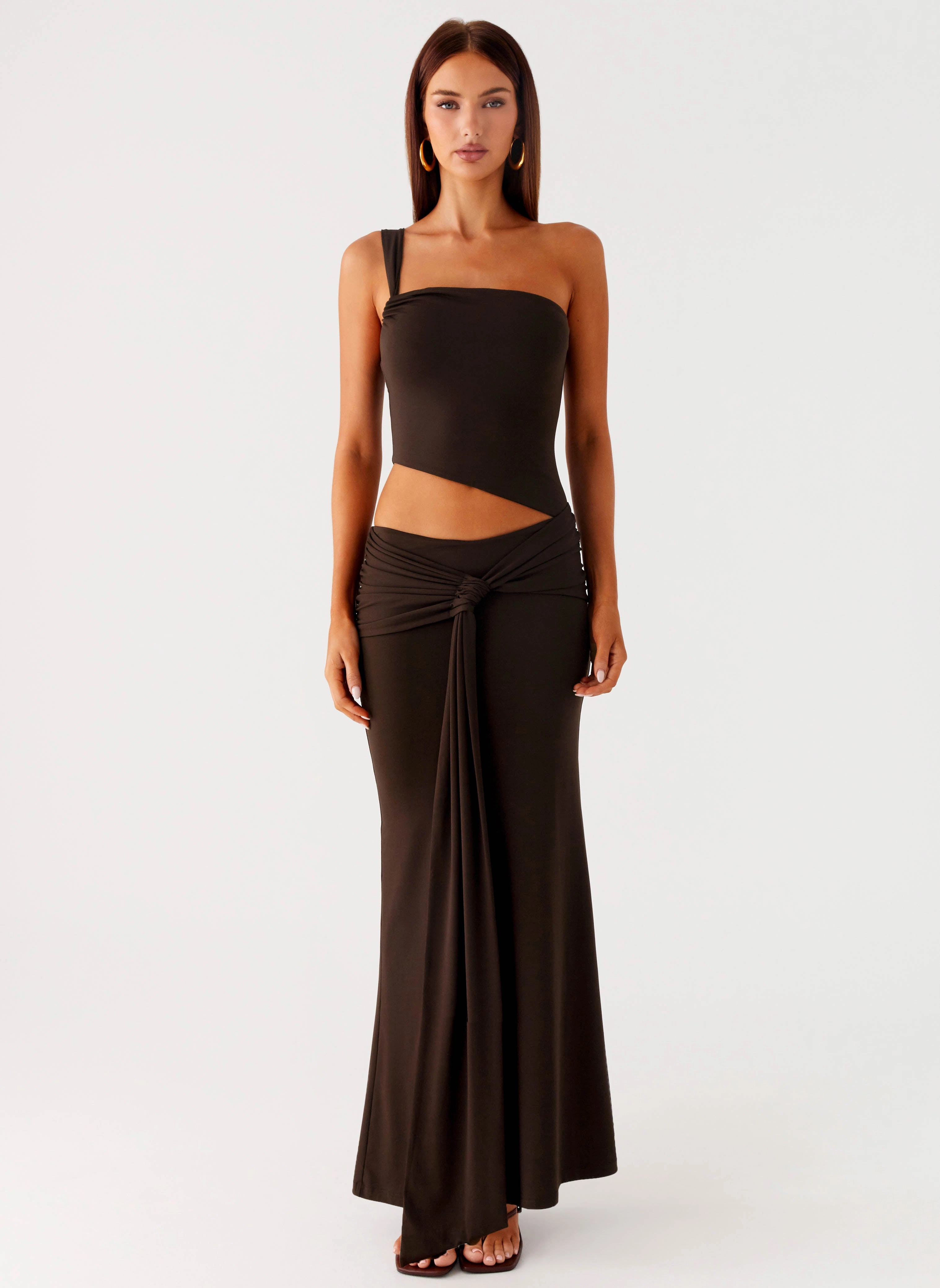 Back-Zip Luara Cut Out Maxi Dress - Chocolate