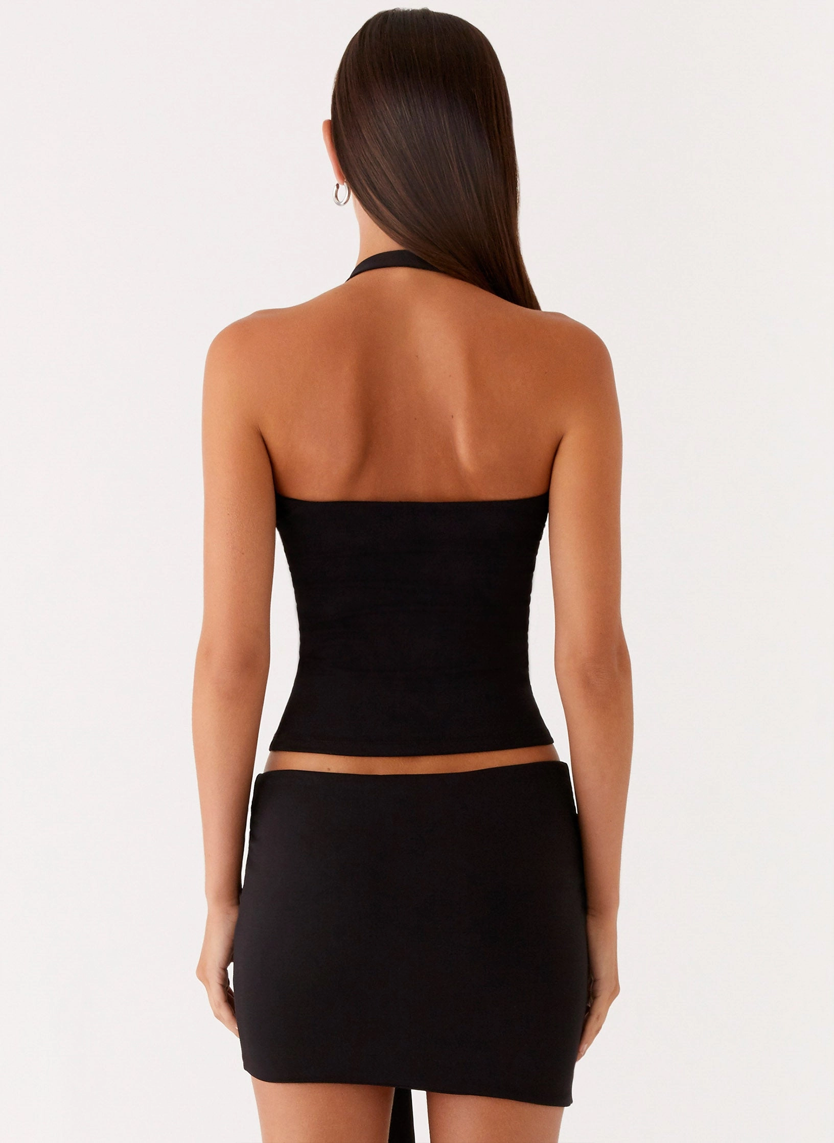 Tapered Cut ZeroWaste Pattern Lucent Top - Black