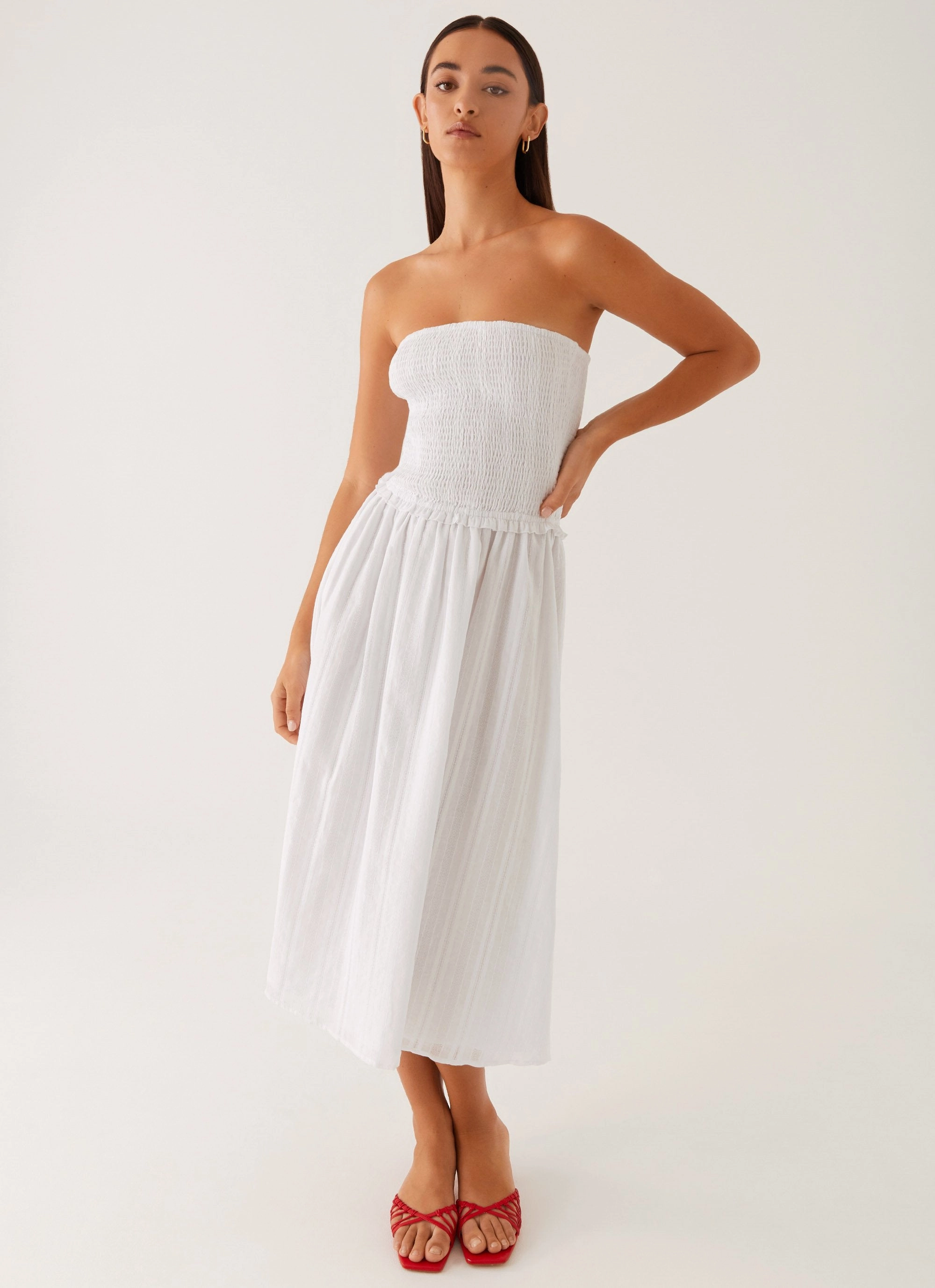 Dress-Up Style Lulie Shirres Midi Dress - Ivory