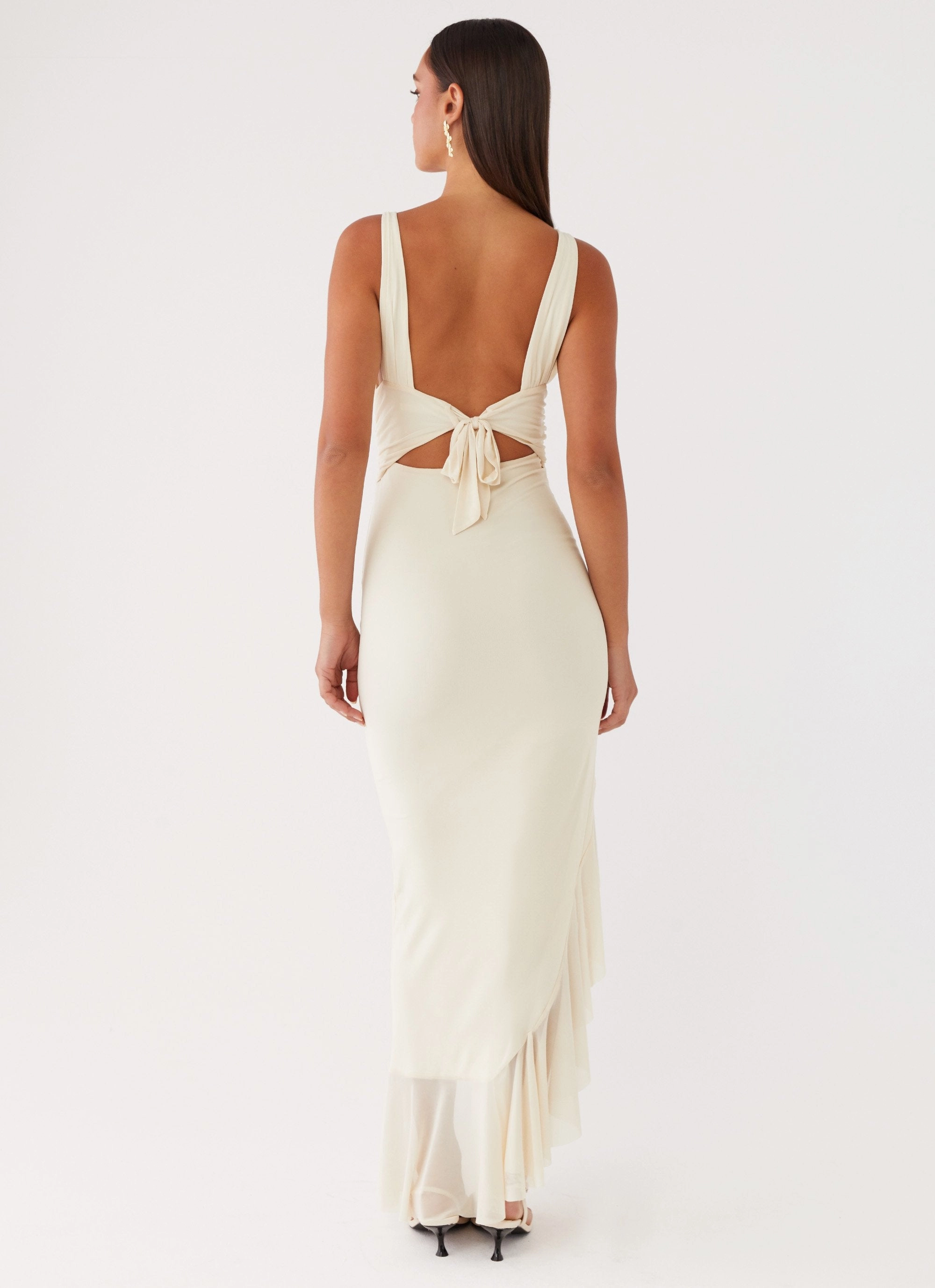 Luna Eclipse Cut Out Maxi Dress - Lemon Subtle Detail Date night