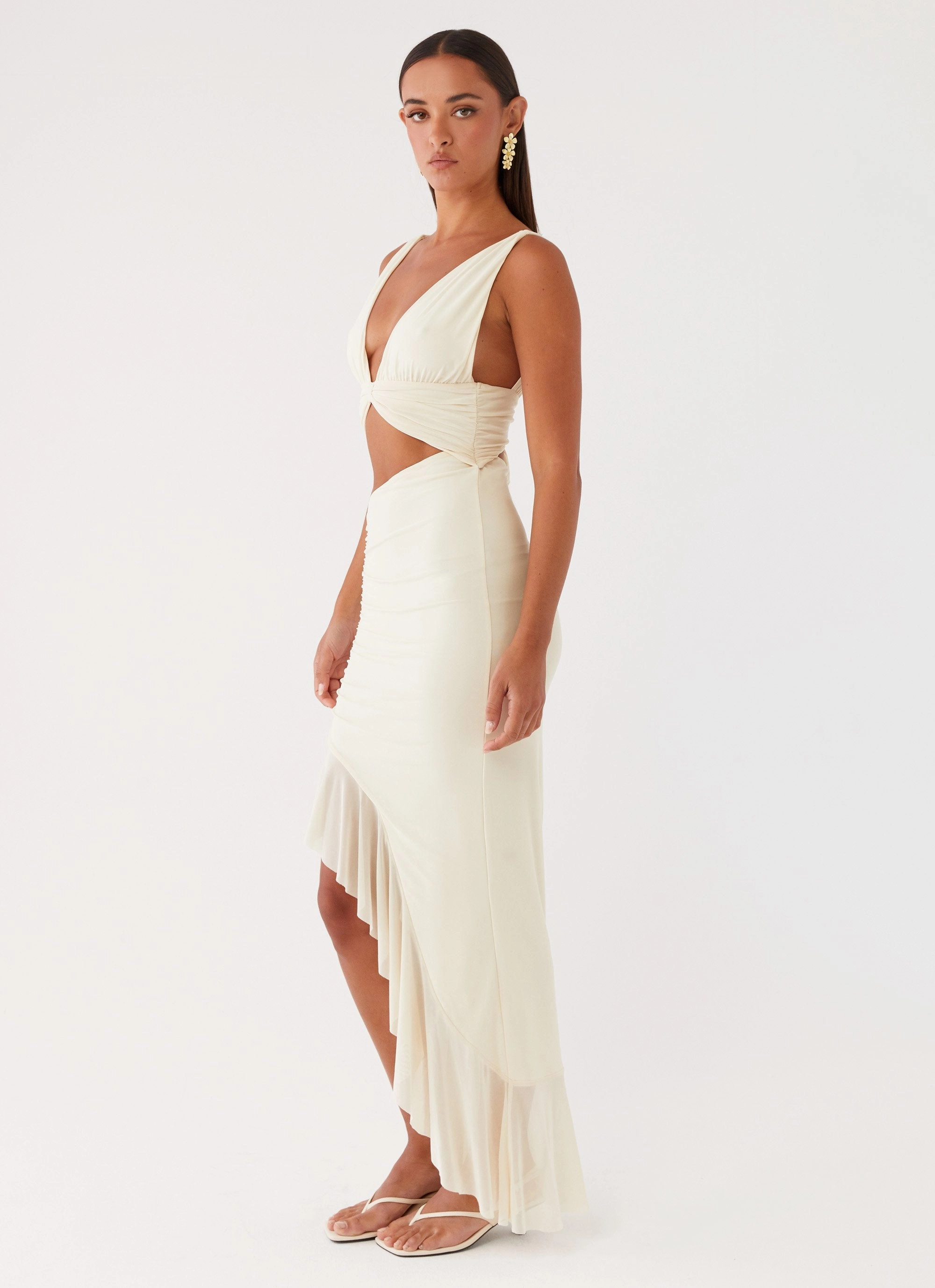 Bright Accent Calm Movement Luna Eclipse Cut Out Maxi Dress - Lemon