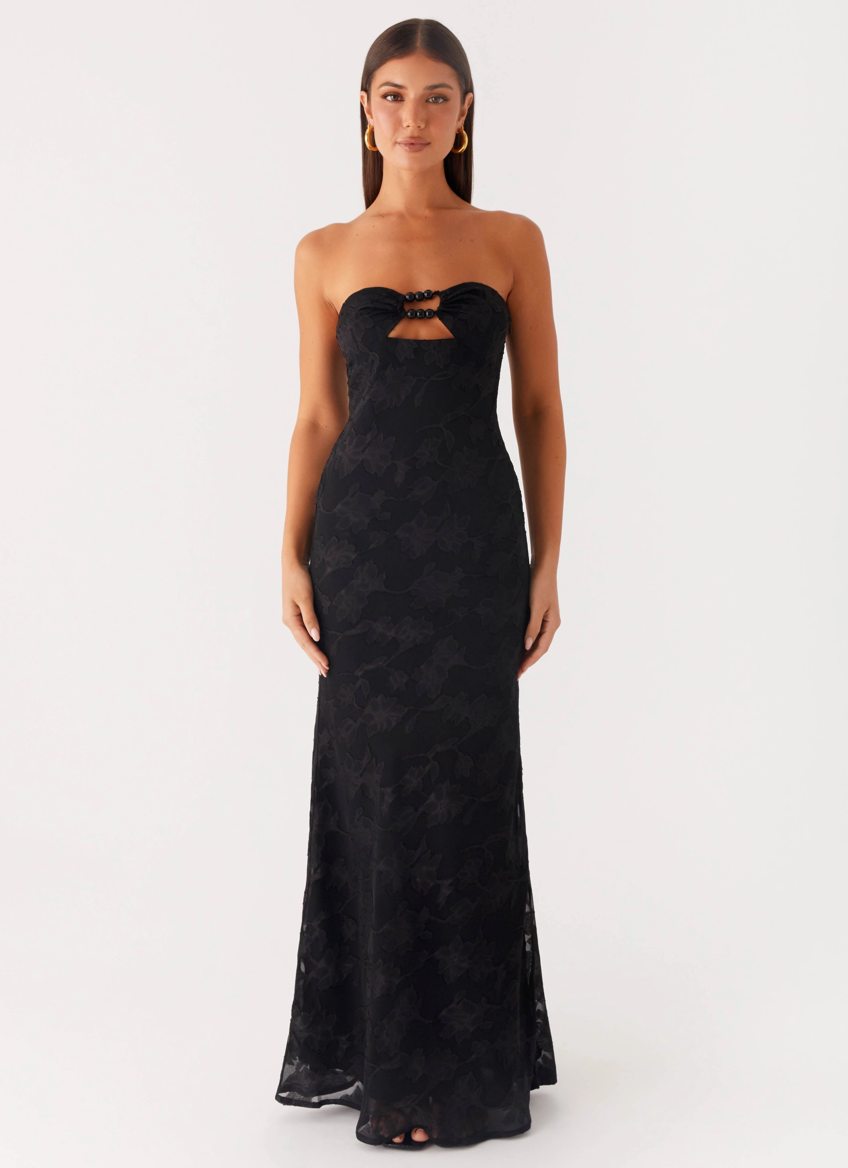 Chilly Comfort Unique Cut Lunar Maxi Dress - Black