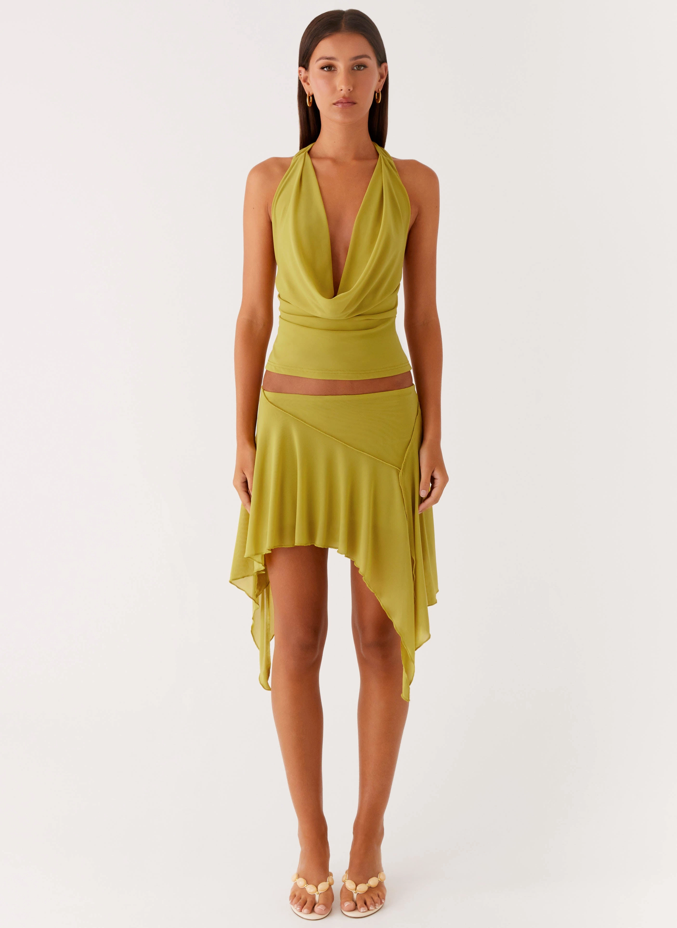 Lustra Mini Skirt - Lime Quick Access Flexible Gusset Design