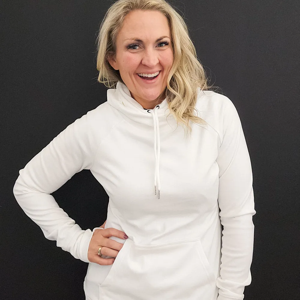 Lux Fleece White Pullover Hoodie