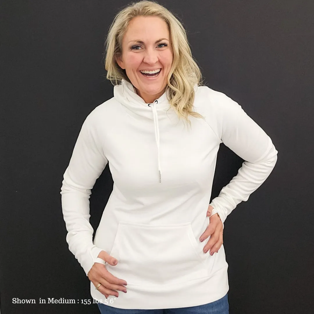 Lux Fleece White Pullover Hoodie