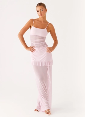 Jenni Ruffle Maxi Dress - Pink Urban Edge