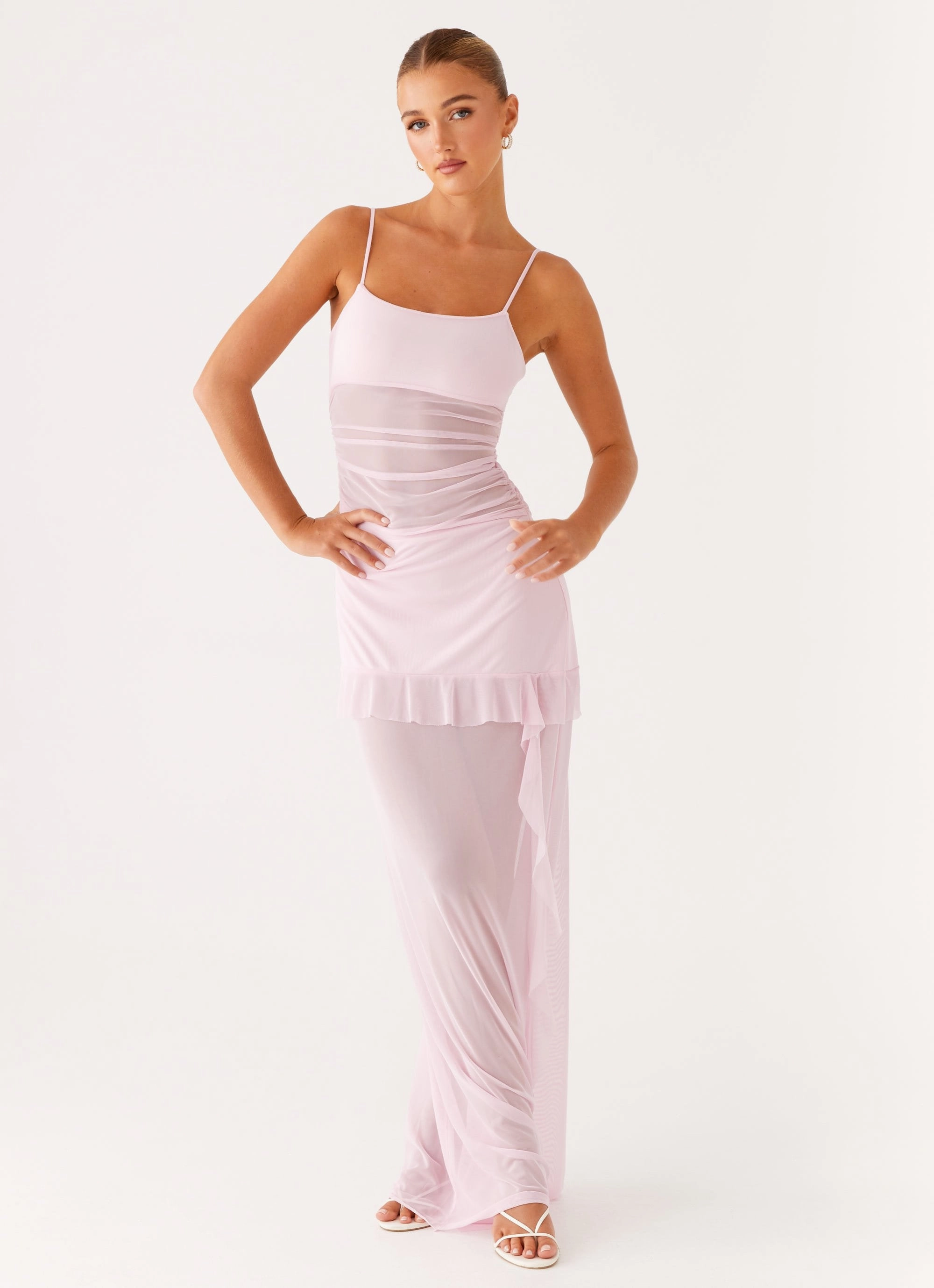 Jenni Ruffle Maxi Dress - Pink Urban Edge
