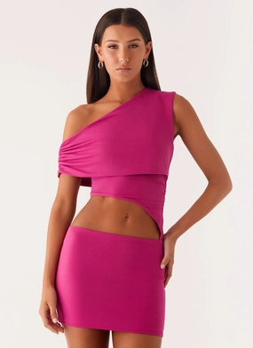 Give Me A Sign Mini Dress - Fuchsia Natural Aesthetic