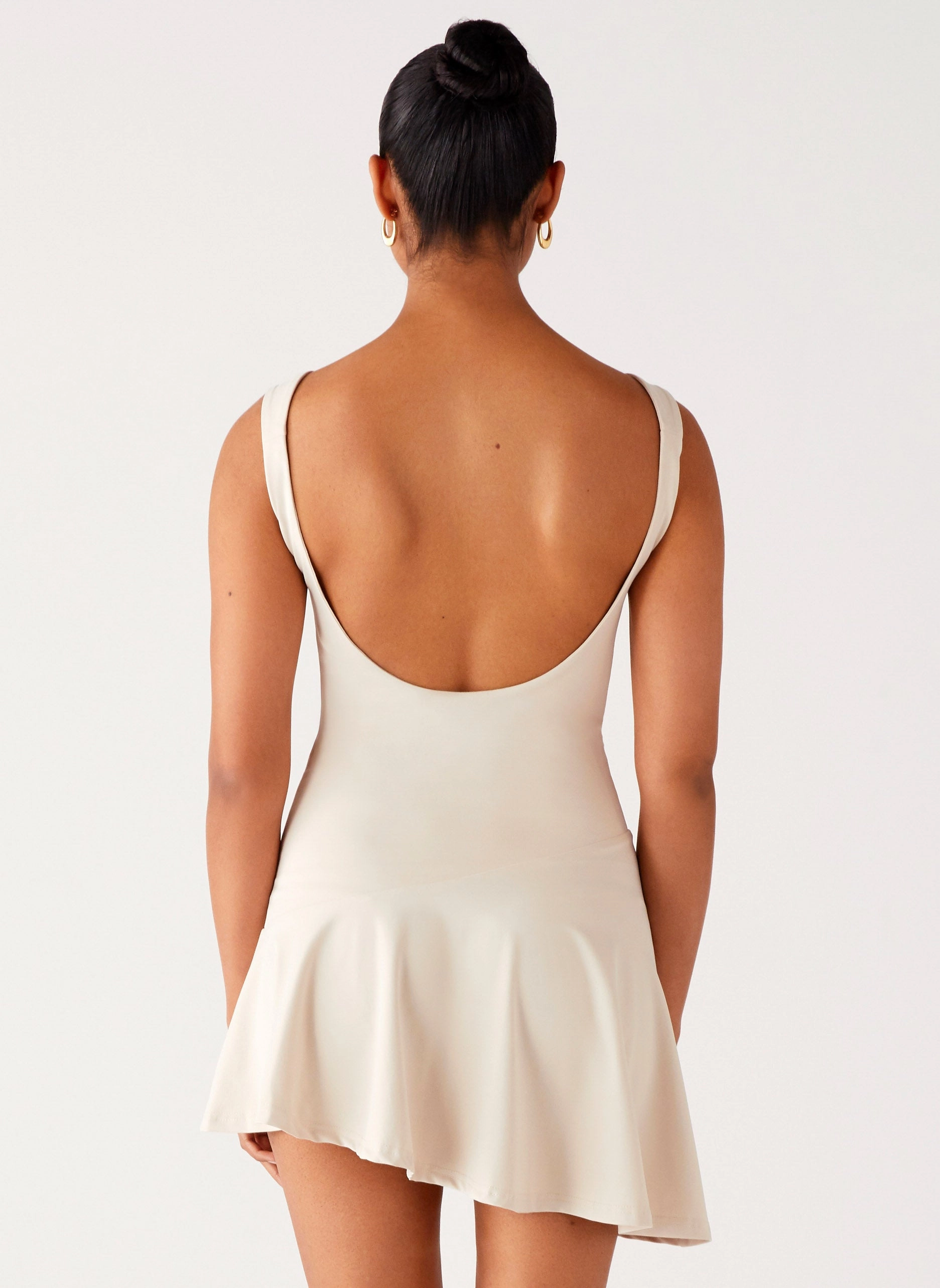 Korean Mood Vibrant Tone Dune Whisper Mini Dress - Ivory