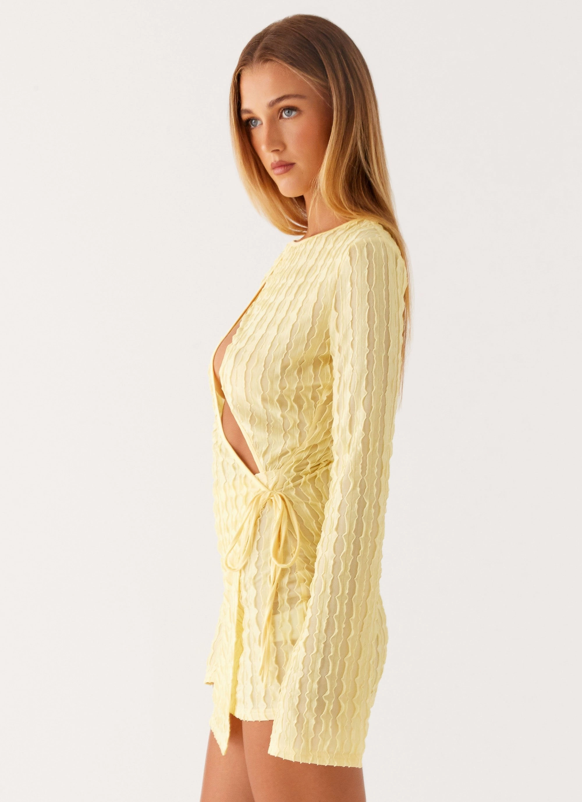 Graceful Ease Alfie Mini Dress - Pastel Yellow