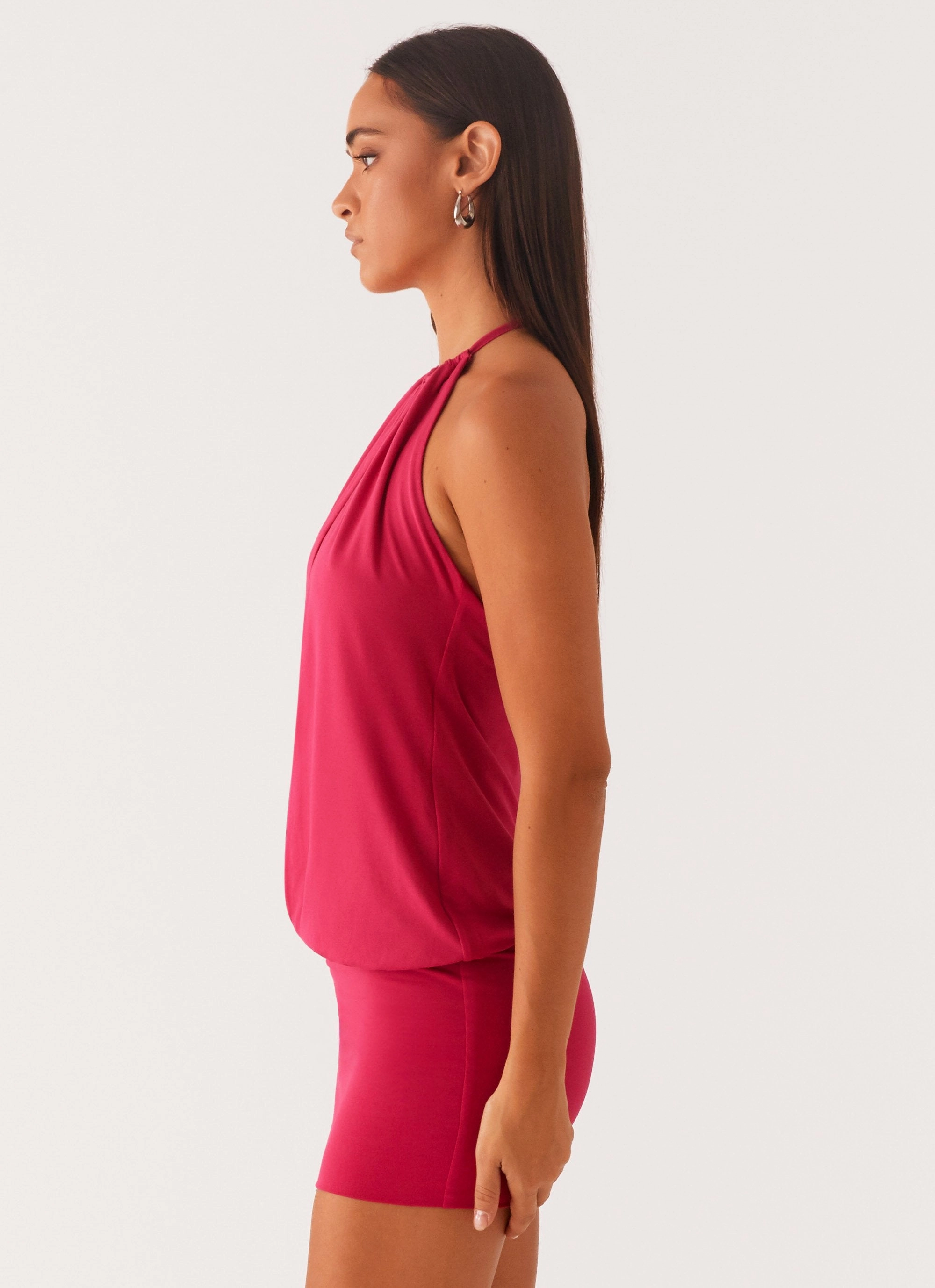 Ayisha Mini Dress - Fuchsia Pink Flattering Waist Design Fit