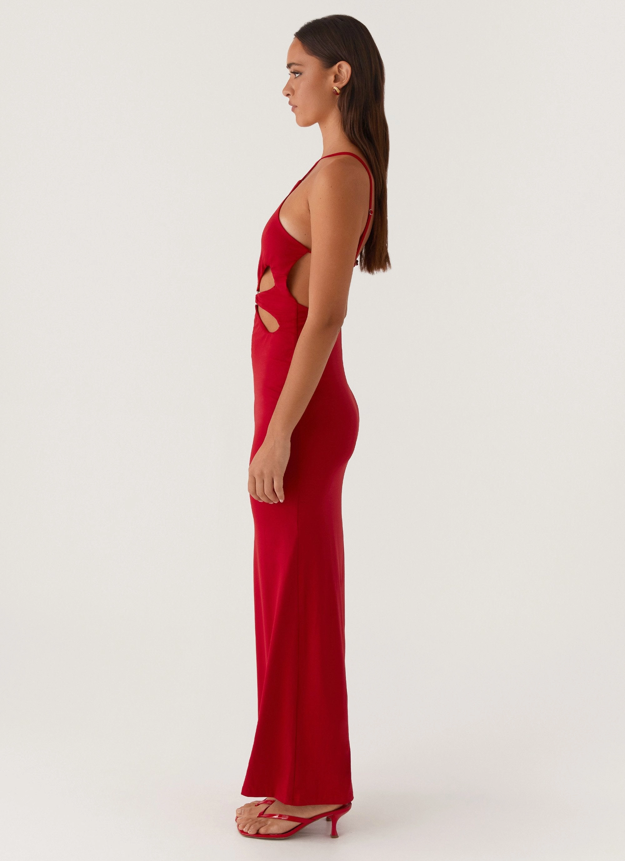 Sheer Light Grow Together Maxi Dress - Red