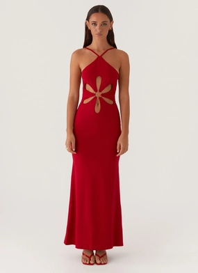 Work Vibe Grow Together Maxi Dress - Red