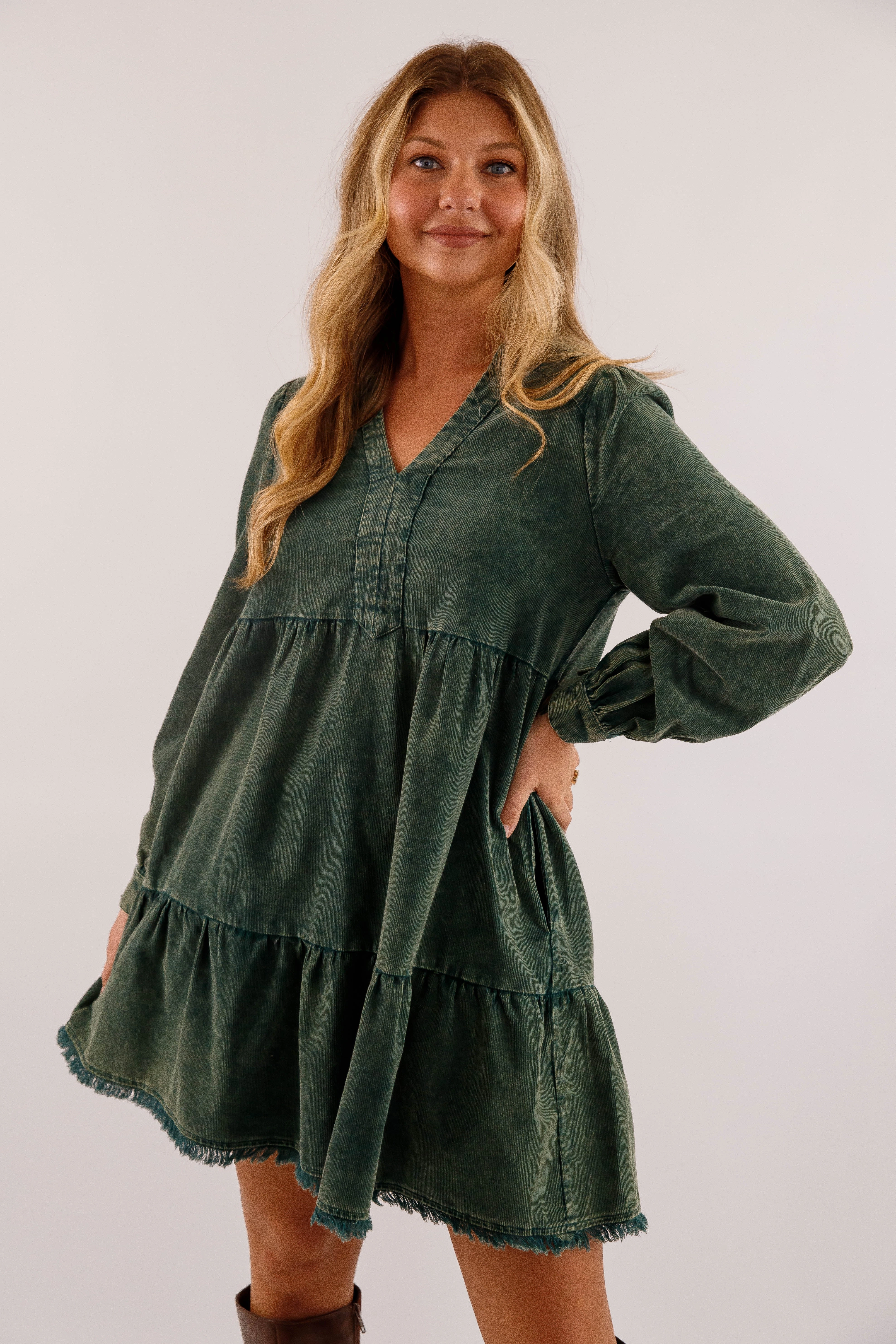 Stylish Comfort Chic And Comfortable Hope of It All Dress-Green