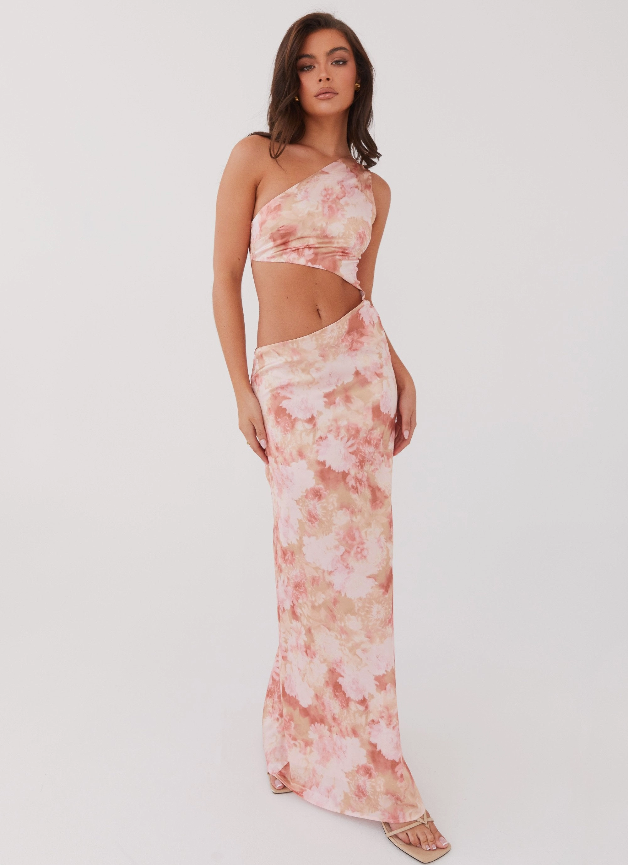 Krista One Shoulder Maxi Dress - Flower Garden Gentle Stitch