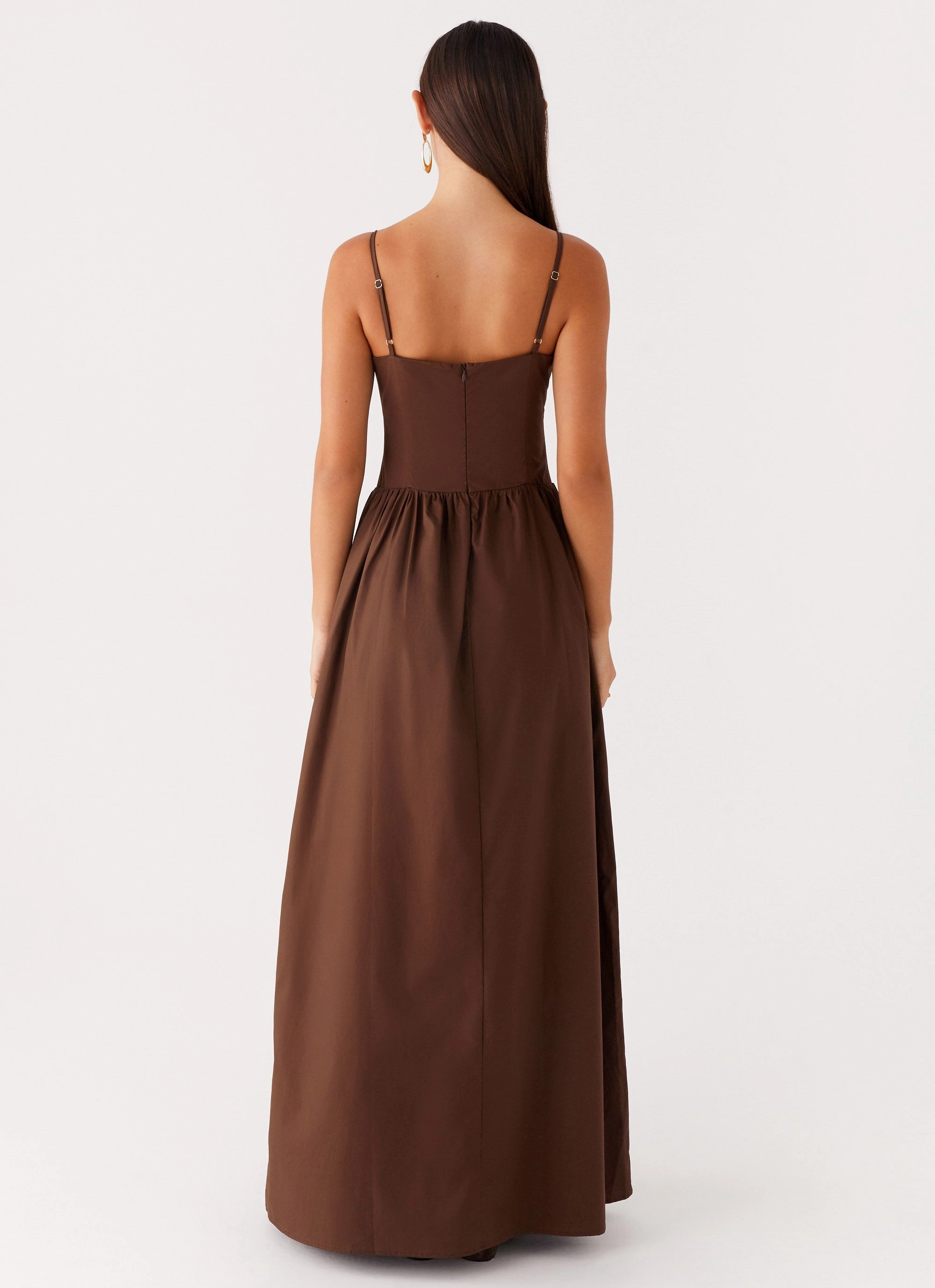 Soft and Chic Timeless Style Cerys Maxi Dress - Chocolate