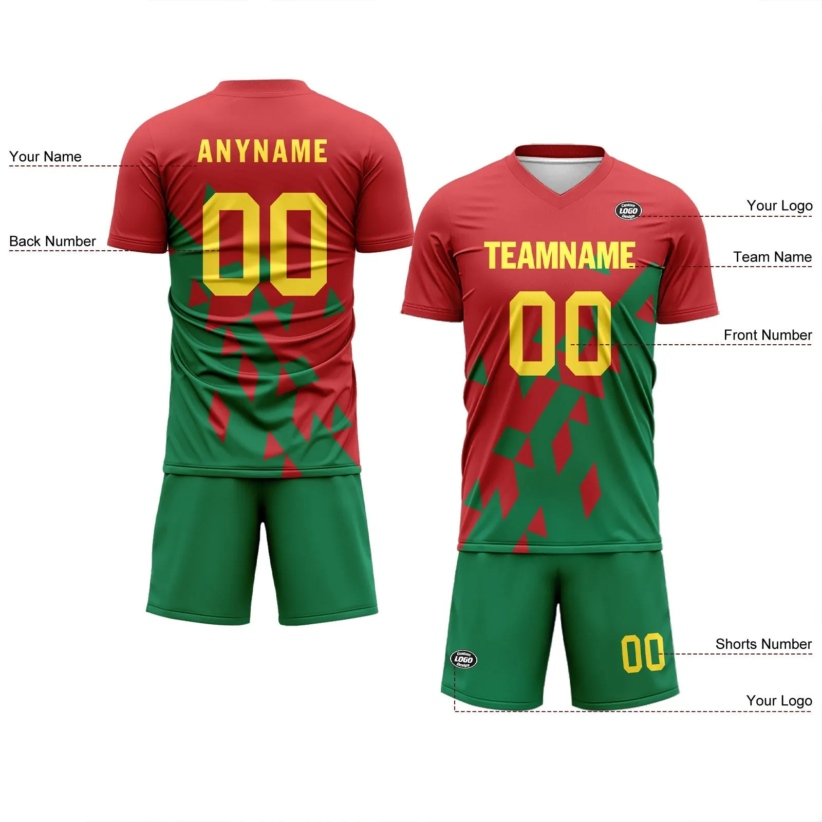 Luxury Gifts,Custom Red Green Soccer Sets Jersey Personalized SCJ101-D28015