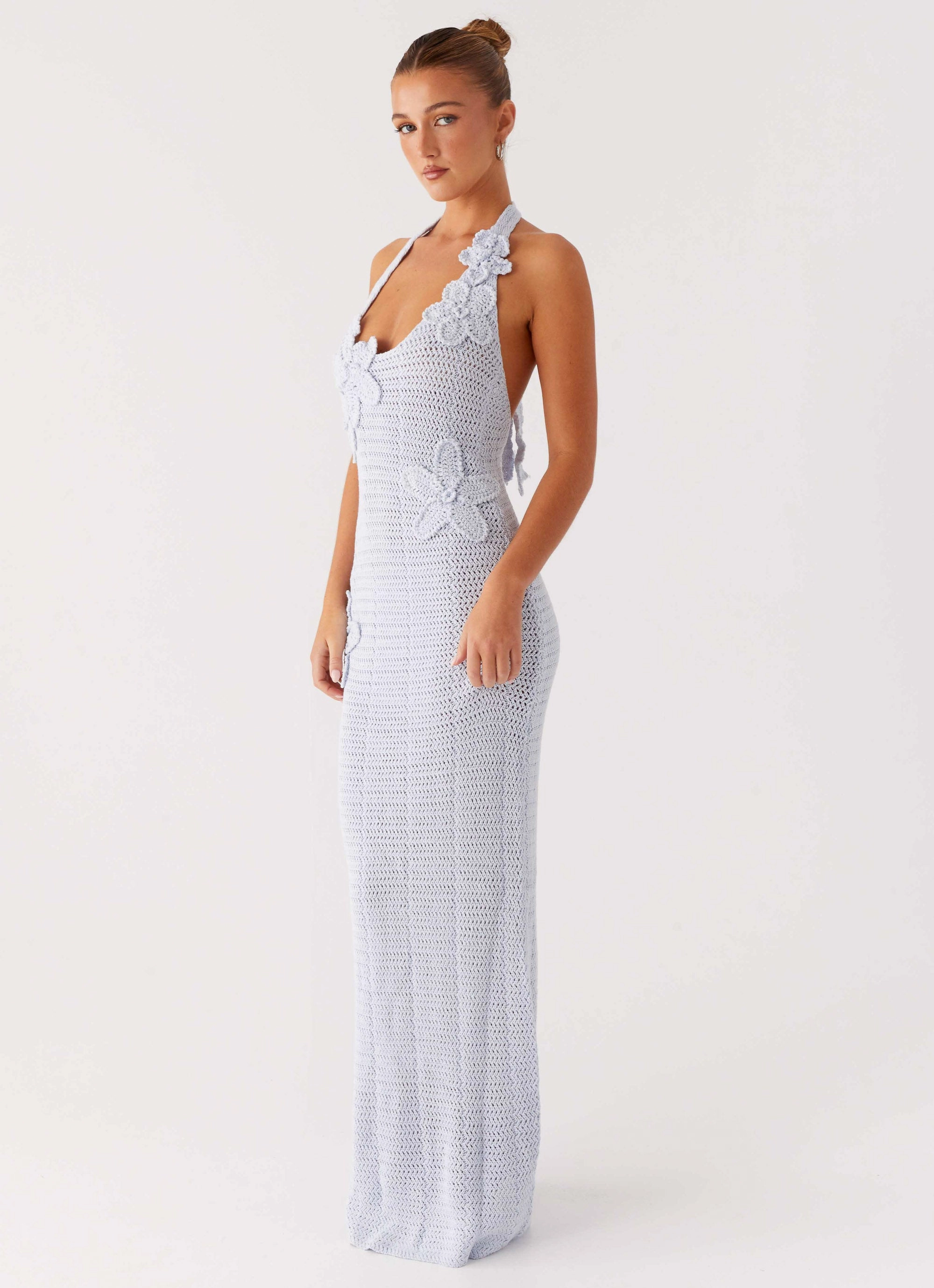Novalee Flower Crochet Maxi Dress - Blue Snag-Resistant Polished Look