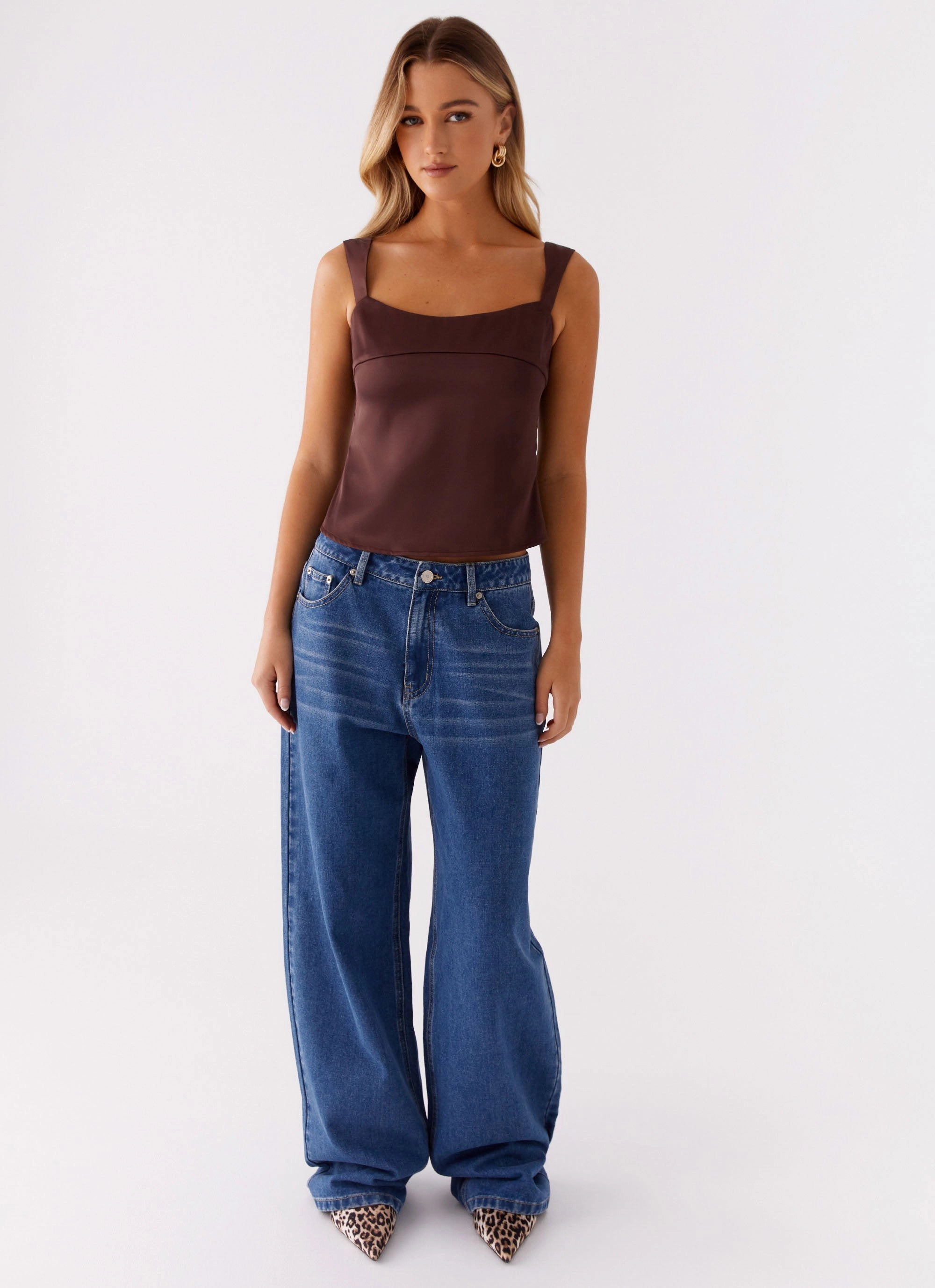 Lylah Satin Top - Brown ZeroWaste Construction Soft Touch Blend