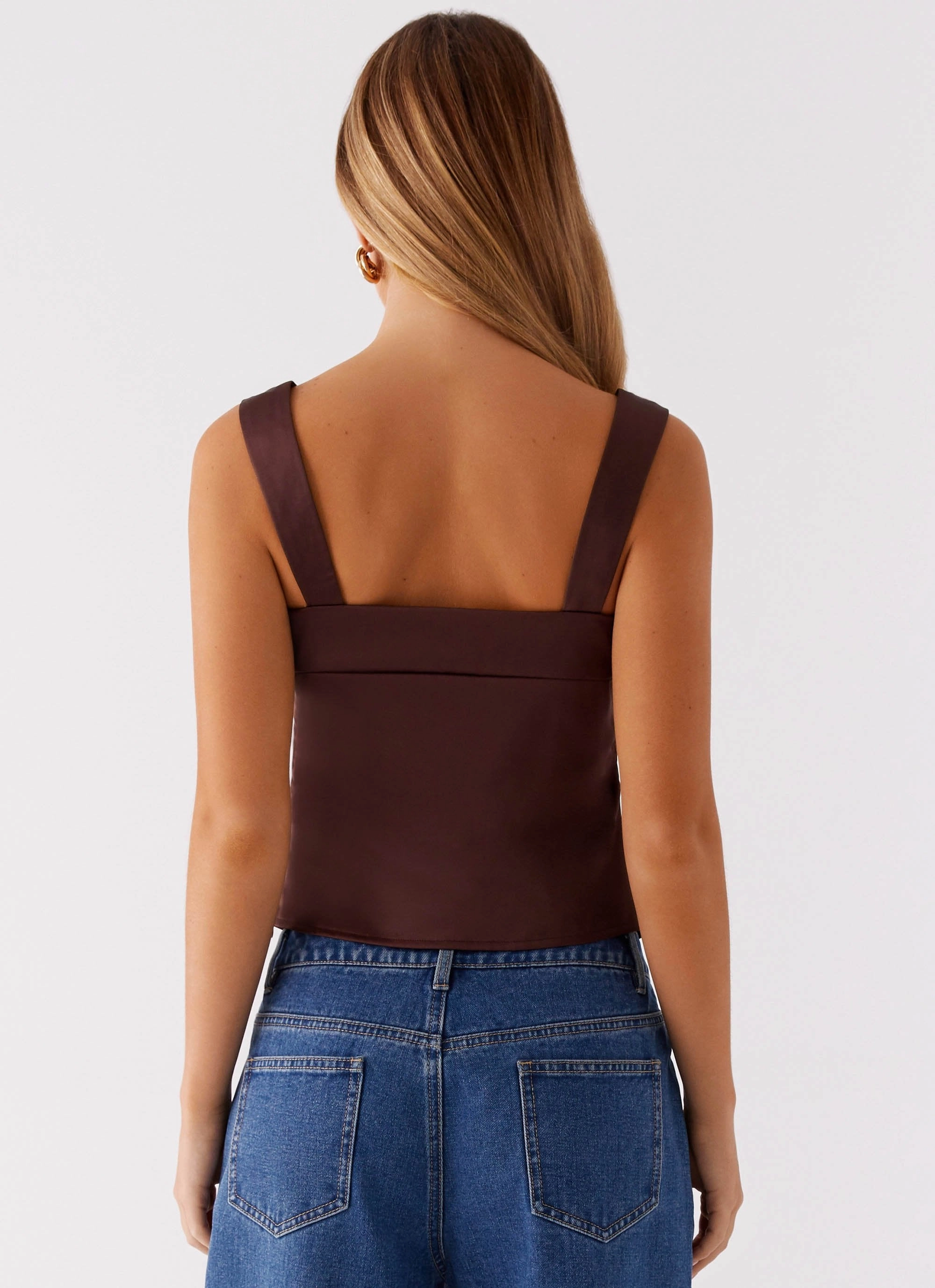 Lylah Satin Top - Brown Ethical production Bold Design