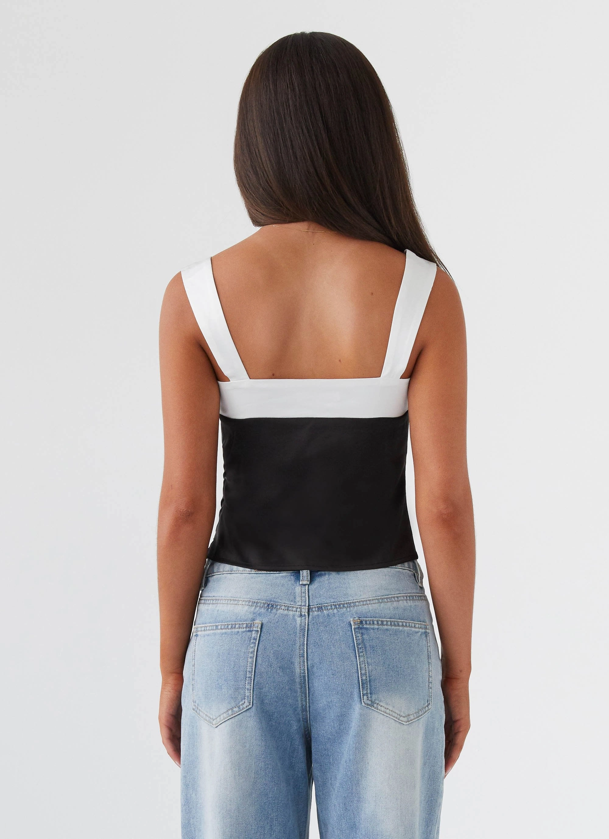 Lylah Satin Top - Onyx AntiStaticLining High Collar Option