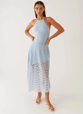 Lyndal Lace Midi Dress - Blue Luxe Mood Layer Ready