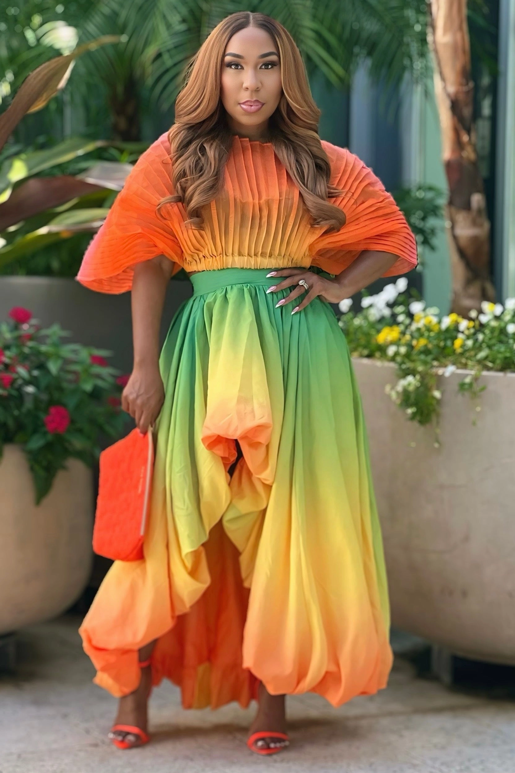 Soft Wool NonRestrictiveCollar Lyra ??Tropic Like It??s Hot?? Lux Skirt Set
