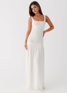 Comfort waistband Functional Style Lyrical Maxi Dress - Ivory