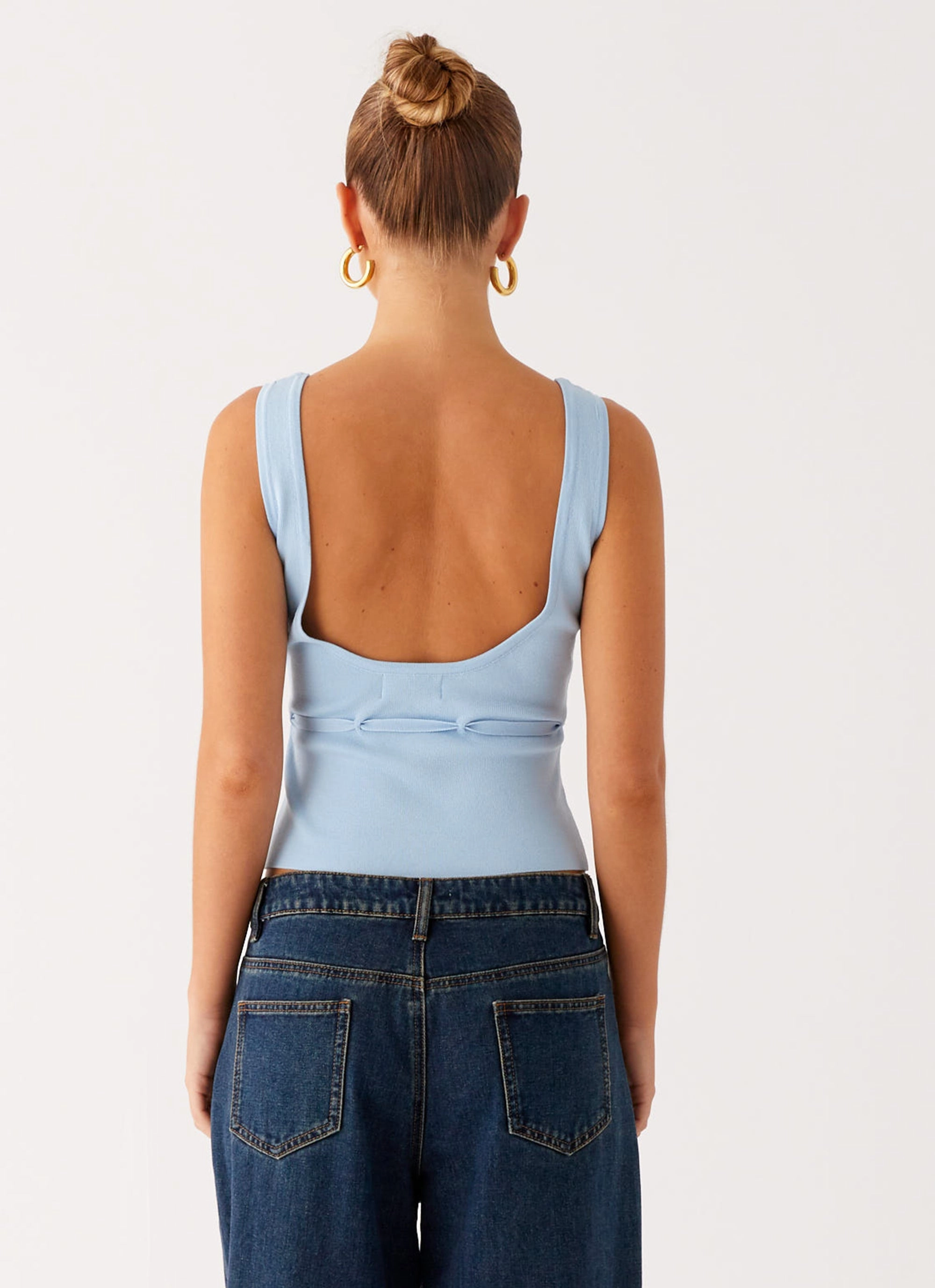 Oversized Fit Macall Knit Tank - Blue