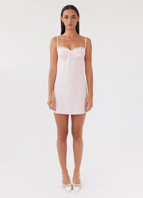 Bellissima Bustier Mini Dress - Pink Gingham Chic Wear