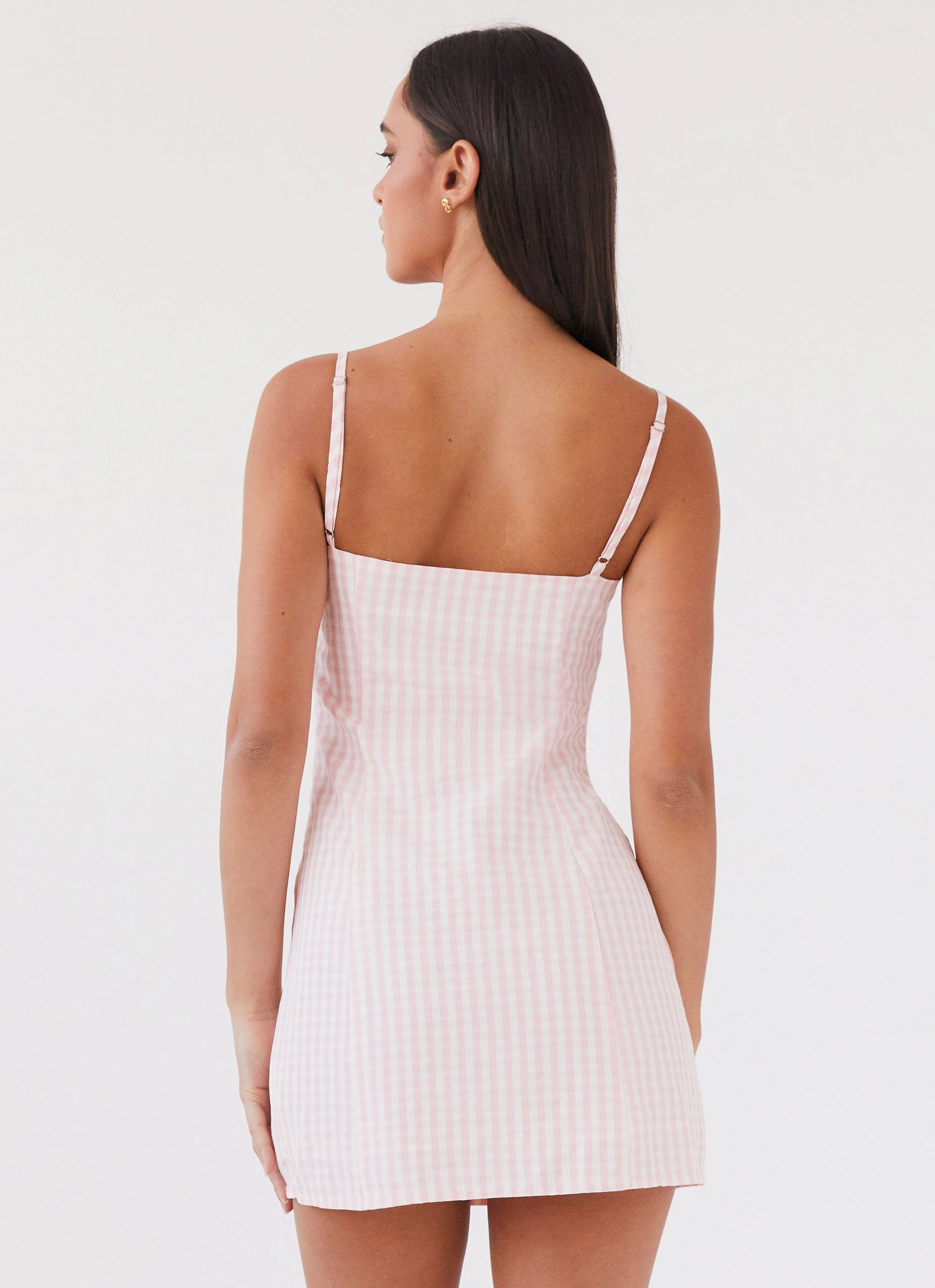 Bellissima Bustier Mini Dress - Pink Gingham Smart Waistband Fit
