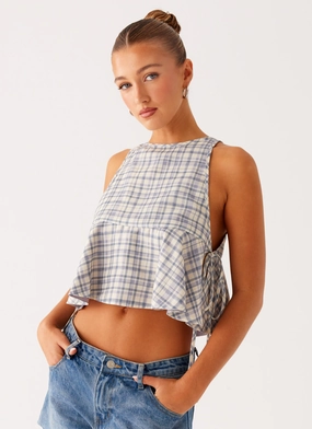 Osborne Halter Top - Check SlubTexture Non Slip Shoulder Seams
