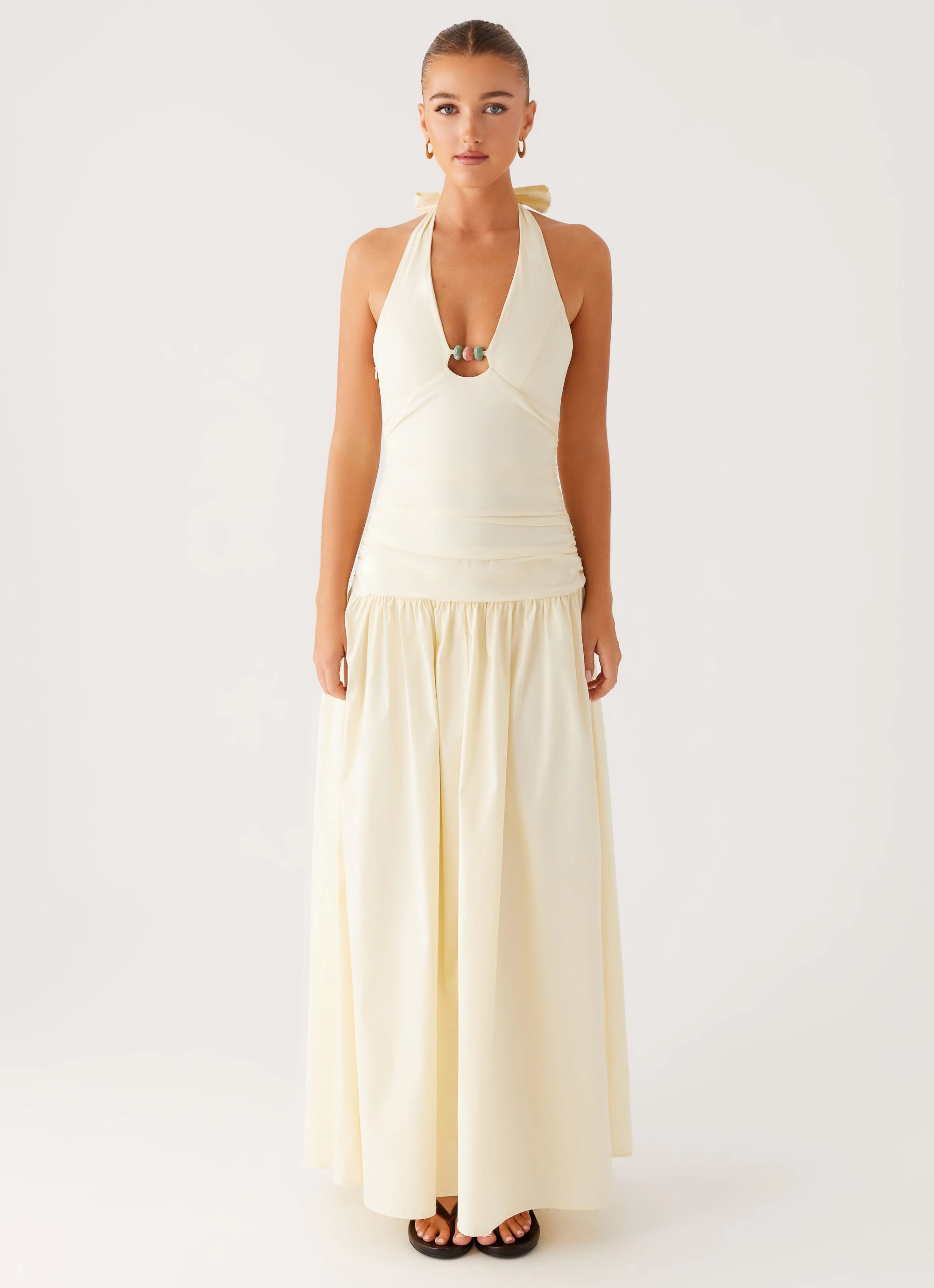Wrap-Style Flowing Fit Val Maxi Dress - Lemon