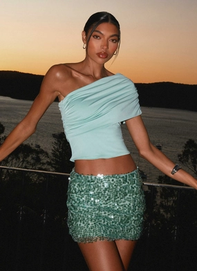 Sport Wear Fit Made For You Low Rise Sequin Mini Skirt - Mint
