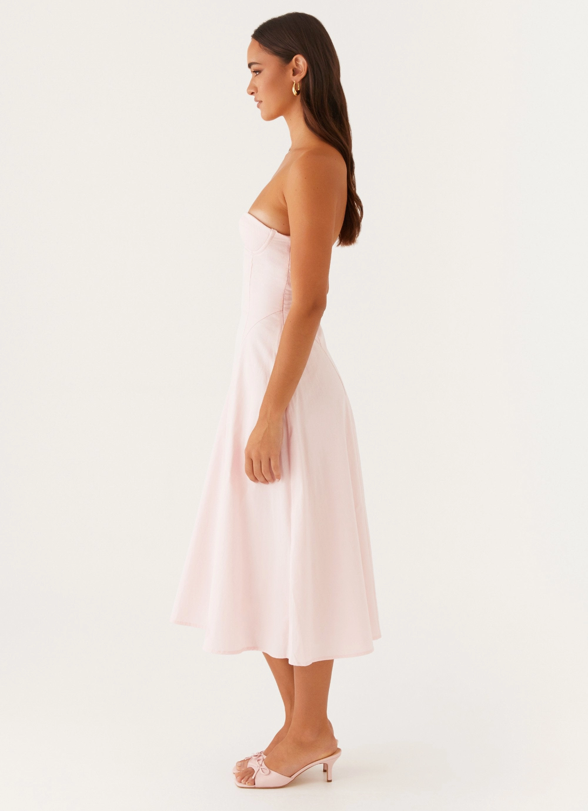 Radiant Mood Velvet-Touch Maika Strapless Midi Dress - Pink