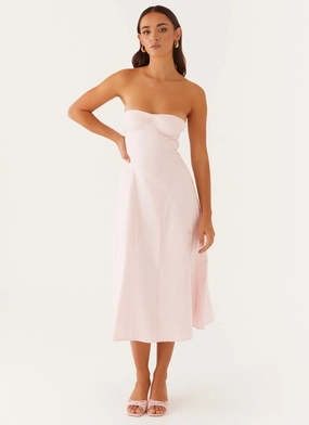 Maika Strapless Midi Dress - Pink Muted Tones