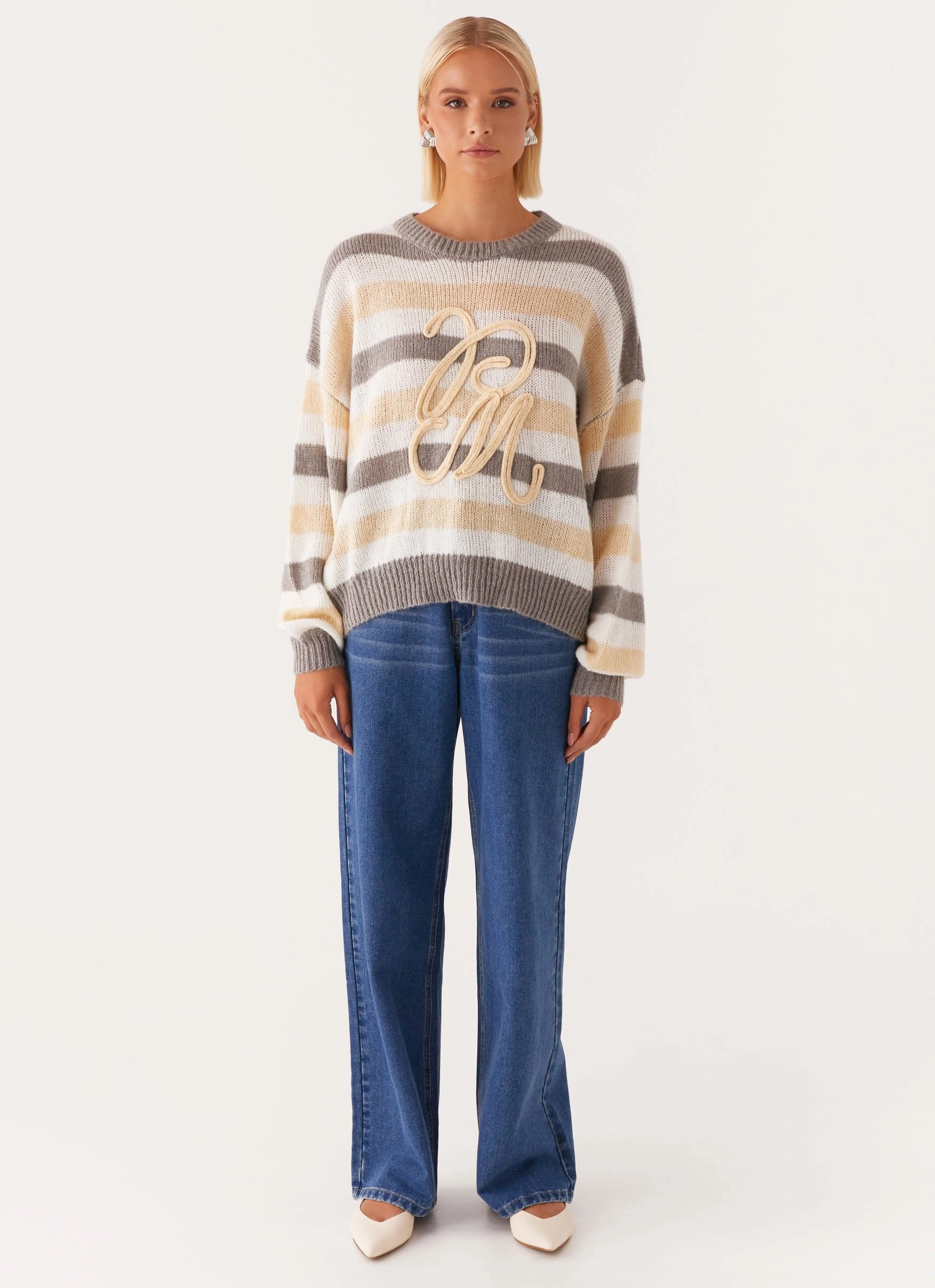 anti static coating Main Character Oversized Knit Sweater - Stripe