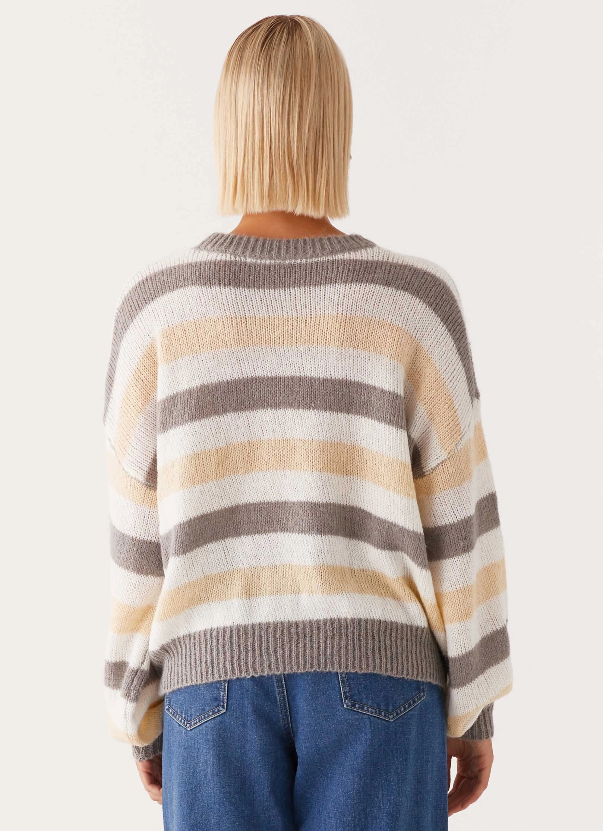 Travel Ready Look Main Character Oversized Knit Sweater - Stripe