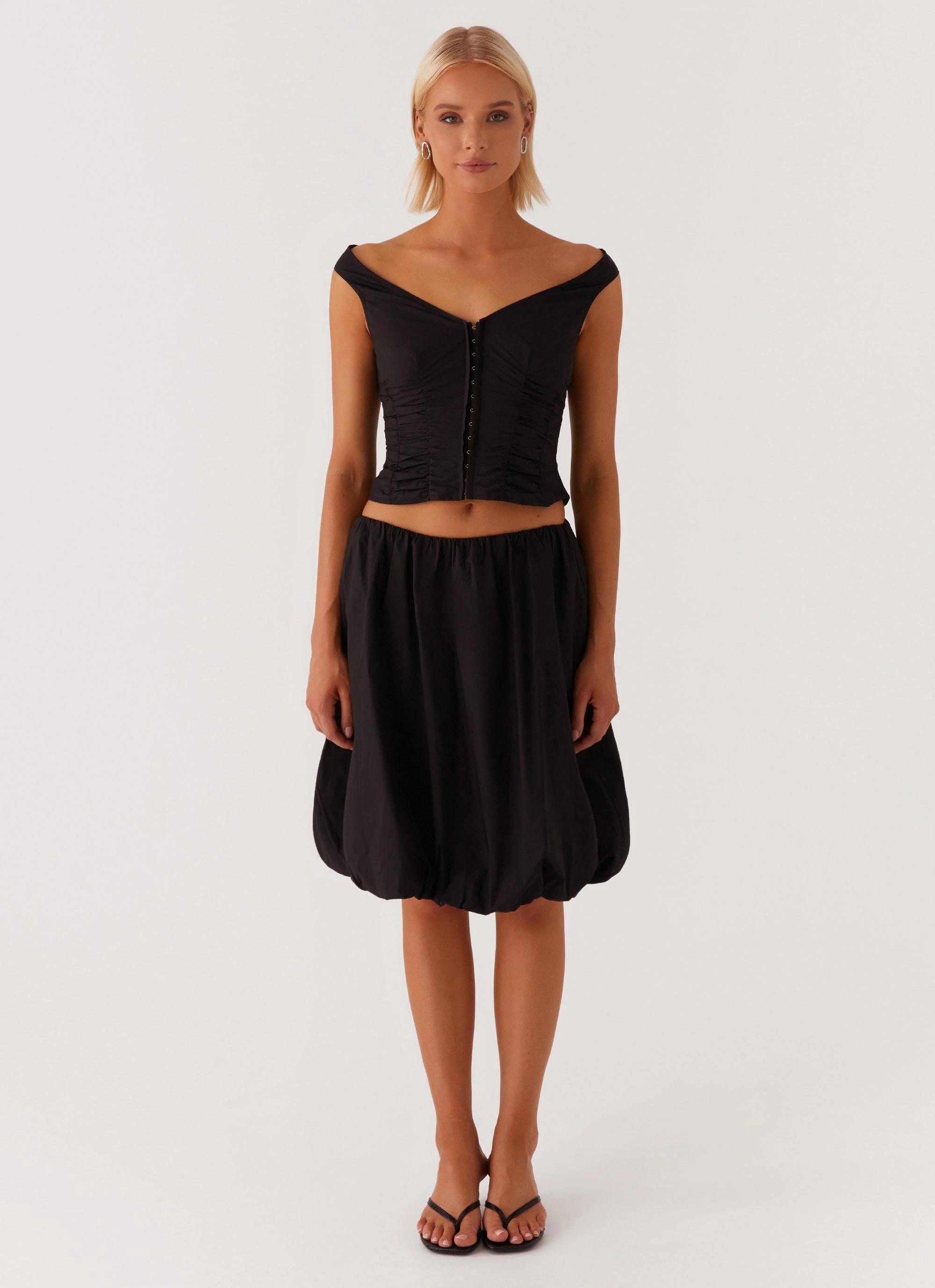 pilling resistant No Ride Make Way Bubble Midi Skirt - Black