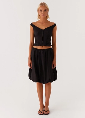 pilling resistant No Ride Make Way Bubble Midi Skirt - Black