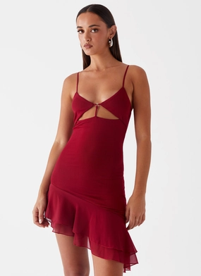 Smooth Drape Flattering Wearable Mallory Mini Dress - Cherry Red