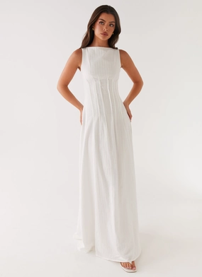 Maloney Maxi Dress - White Zip Ease