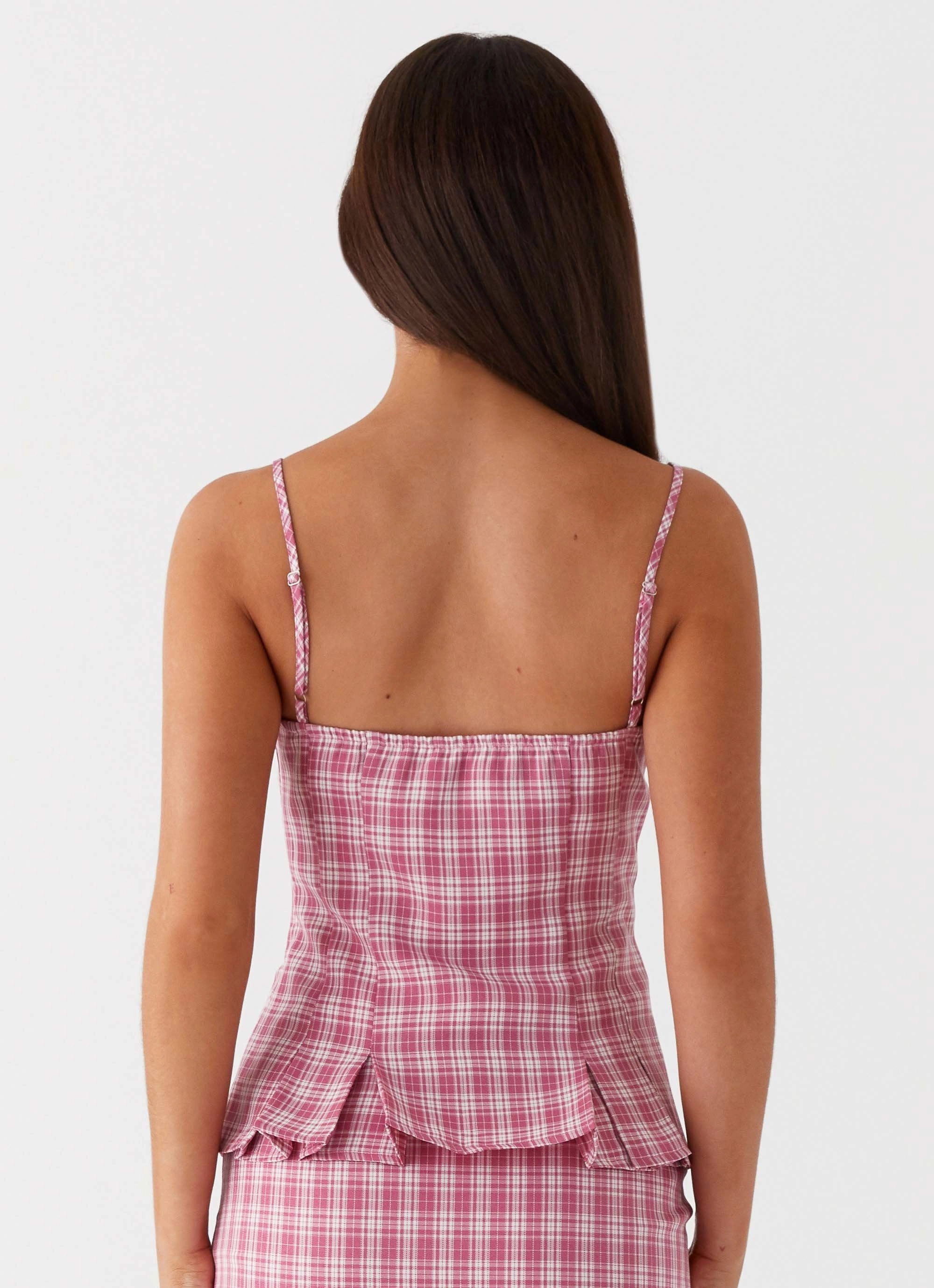 BondedSeamTechnology Mamita Ruched Top - Pink Check