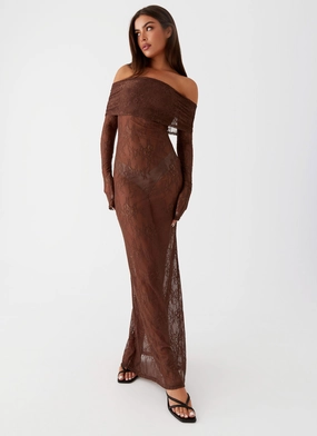 Versatile Wearable Nadia Lace Maxi Dress - Chocolate