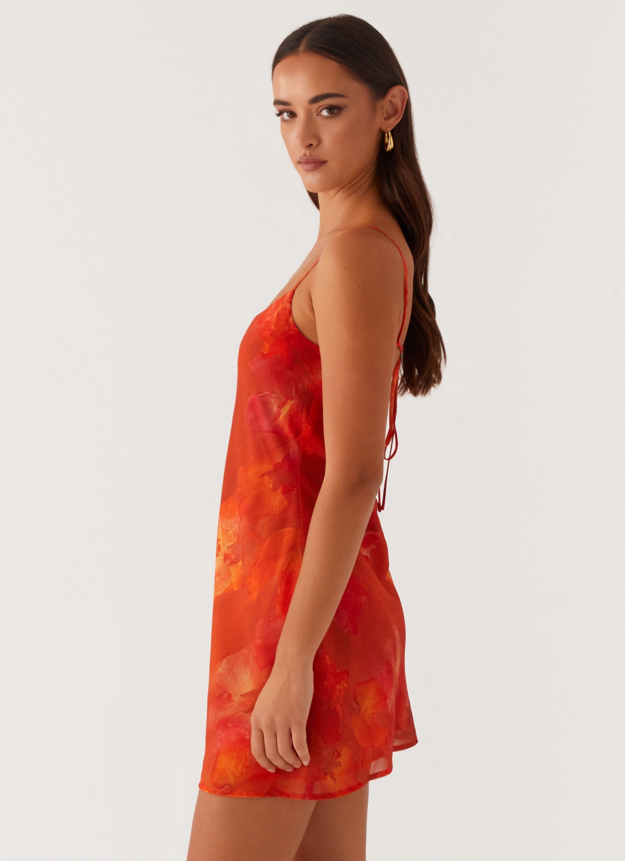 Bold Structure Frayed-Edge Manifest Mini Dress - Amber