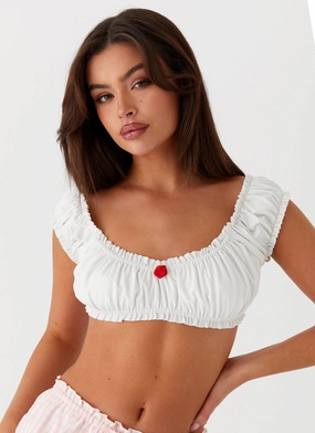 Anti Microbial Lining VentedBack Marcella Crop Top - White