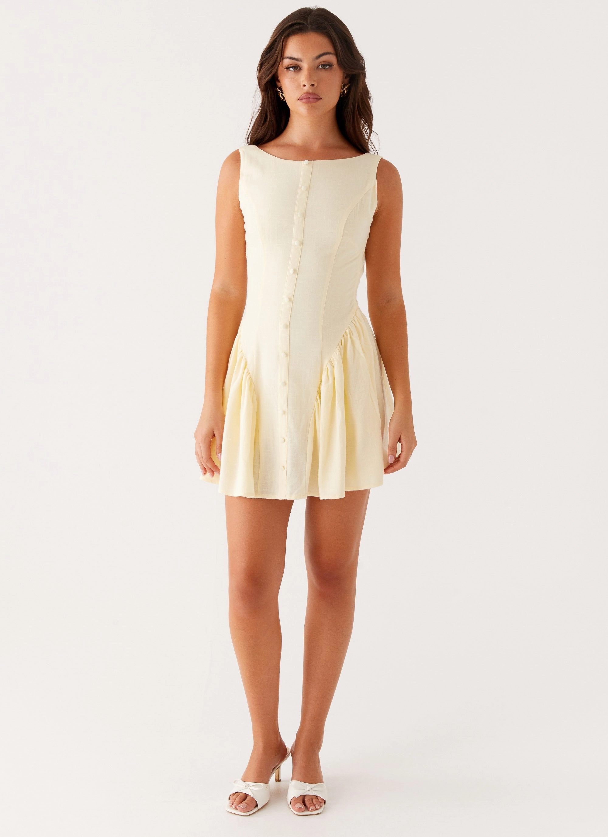 Elegance Glow Margo Mini Dress - Pale Yellow